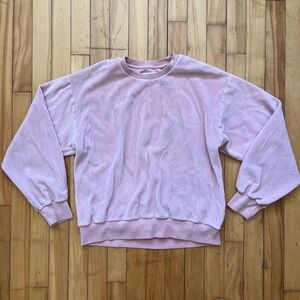 Golden by Tna Aritzia Pink Velour Womens Oversized Crewneck Sweatshirt